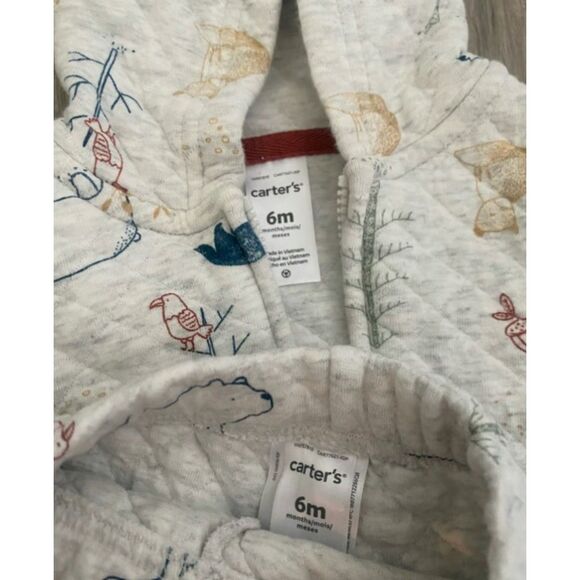 CARTER'S Boys Sz 6 Months Quilted Full Zip Hooded Jacket & Pants 2 Pc Cozy Set - Picture 3 of 3
